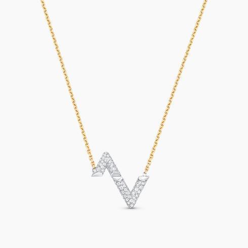 LV Volt Upside Down Pendant, Yellow Gold, White Gold And Diamonds