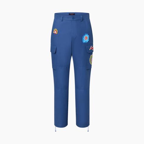 Lv X Yk Embroidered Faces Cargo Pants