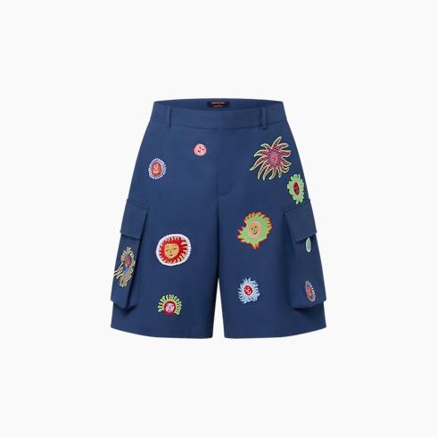 Lv X Yk Embroidered Faces Cargo Short