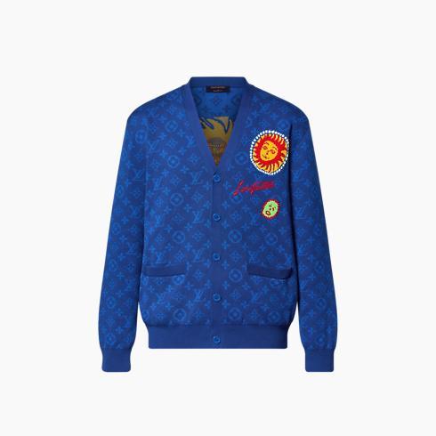 Lv X Yk Monogram Faces Knitted Cardigan