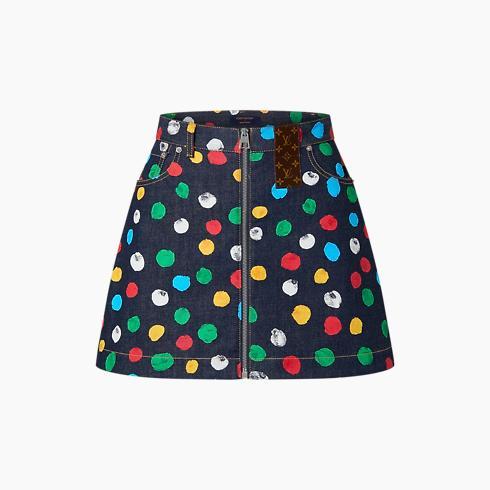 Lv X Yk Painted Dots Denim Mini Skirt