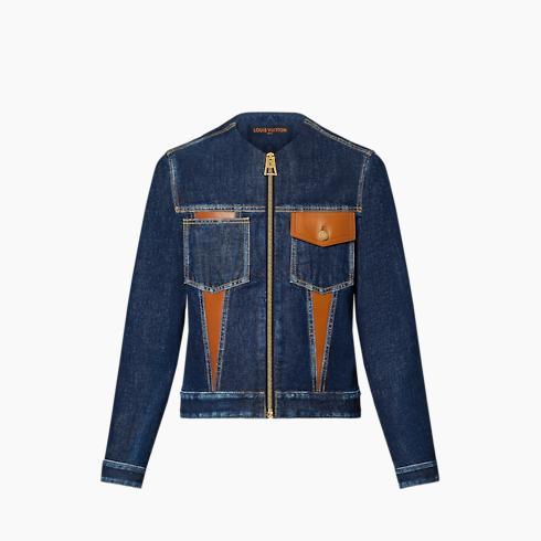 Leather Accent Denim Jacket