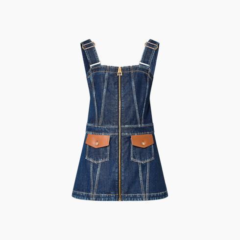 Leather Accent Denim Mini Dress