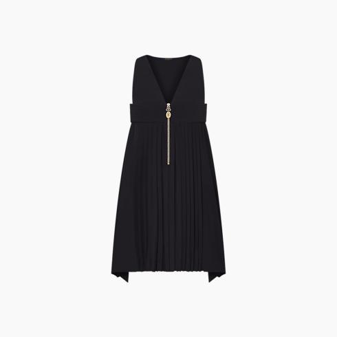 Mini V-Neck Pleat Dress
