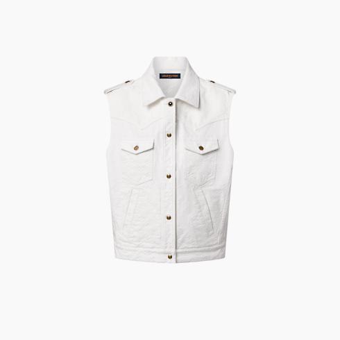 Monogram Jacquard Sleeveless Denim Jacket