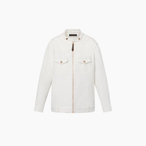 Monogram Jacquard Zip-Up Denim Jacket