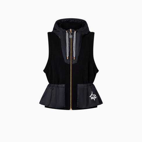 Nylon Insert Sleeveless Peplum Jacket