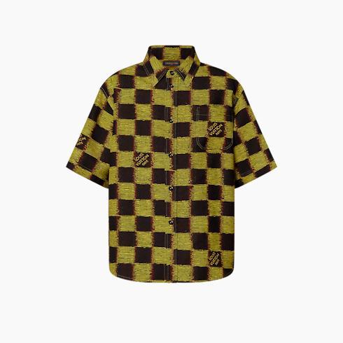 Short-Sleeved Damier Wool Shirt