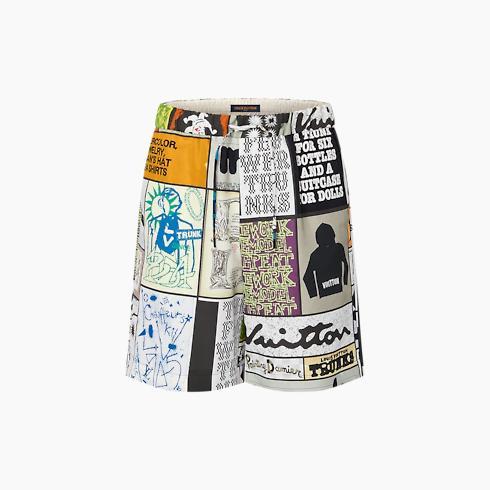 Silk Blend Printed Drawstring Shorts