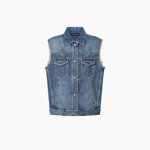 Stonewashed Sleeveless Trucker Jacket