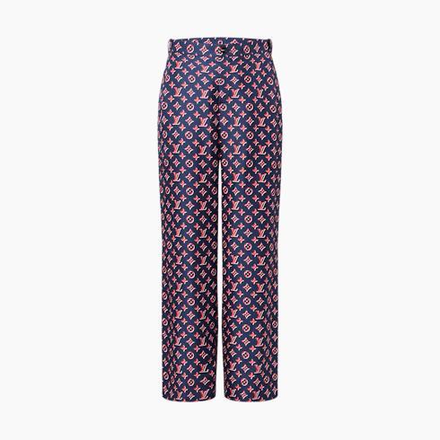 Tricolor Monogram Wide-Leg Pants