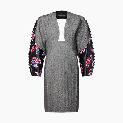 Trumpet Print Sleeve Hourglass Dress