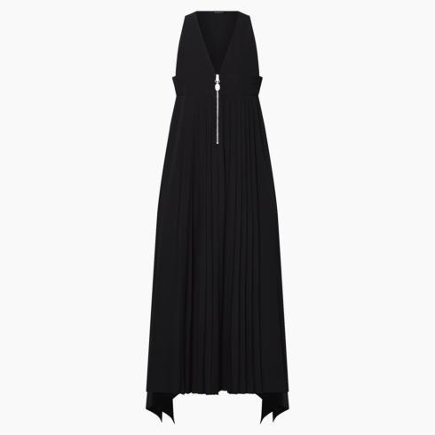 V-Neck Pleat Dress
