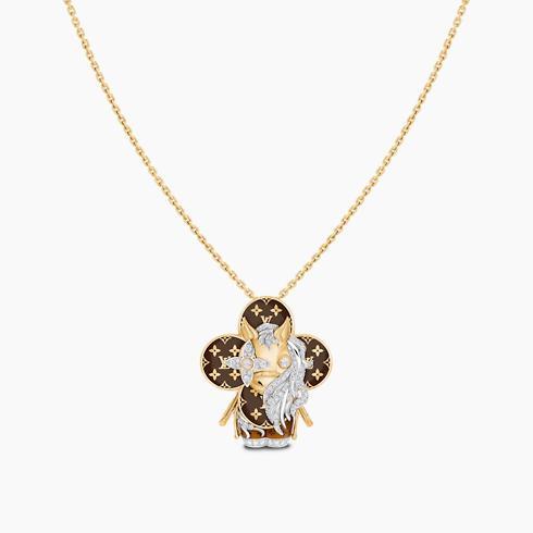 Vivienne Horse Pendant, Yellow Gold, White Gold, Lacquer & Diamonds