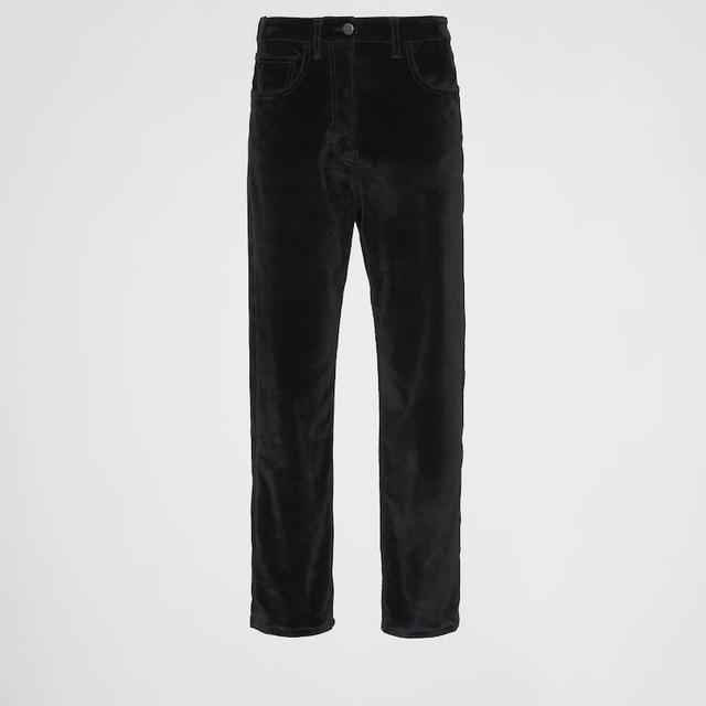 Five-Pocket Velvet Denim Jeans