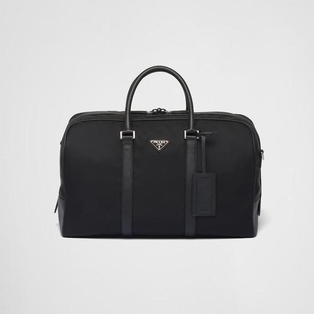 Re-Nylon and Saffiano leather duffel bag