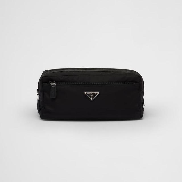 Re-Nylon and Saffiano leather travel pouch