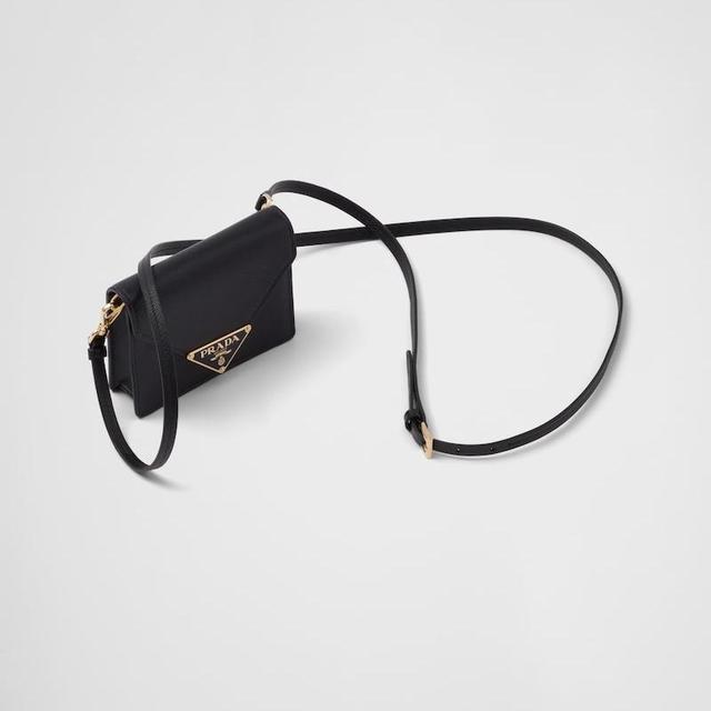 Saffiano Leather Card Holder With Shoulder Strap