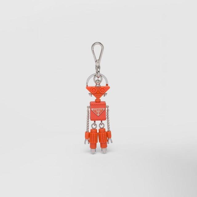 Saffiano Leather Robot Trick Keychain
