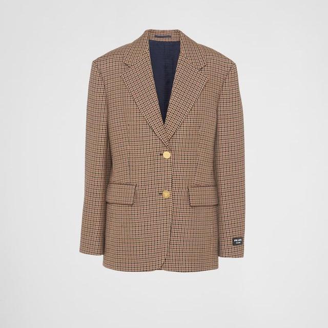 Single-Breasted Houndstooth Check Jacket