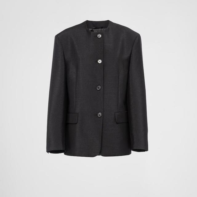 Single-Breasted Kid Mohair Jacket