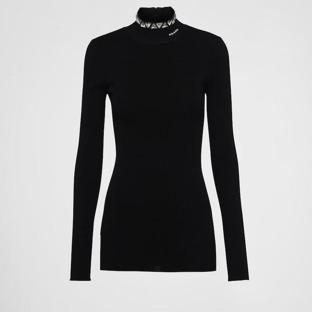 Viscose Turtleneck With Crystals