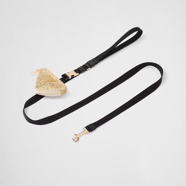 Woven Nylon Tape Pet Leash With Crystals