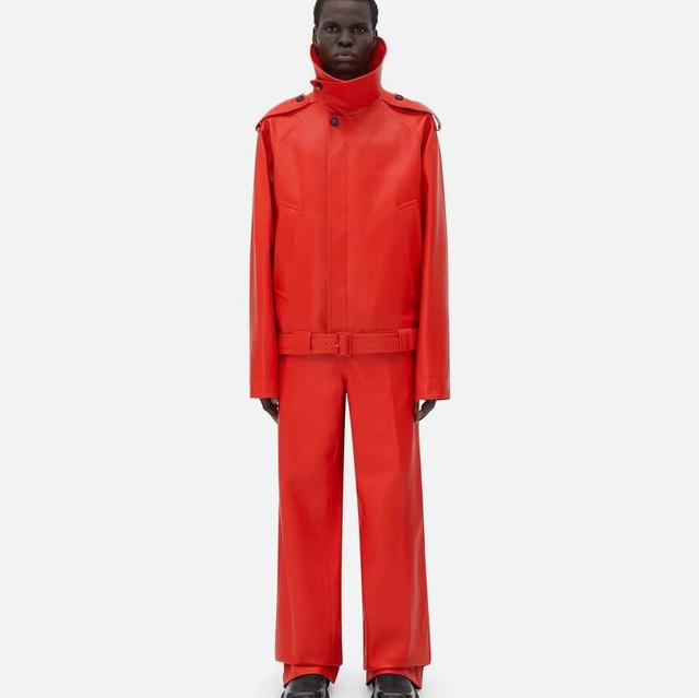 Leather Blouson With Wide Collar