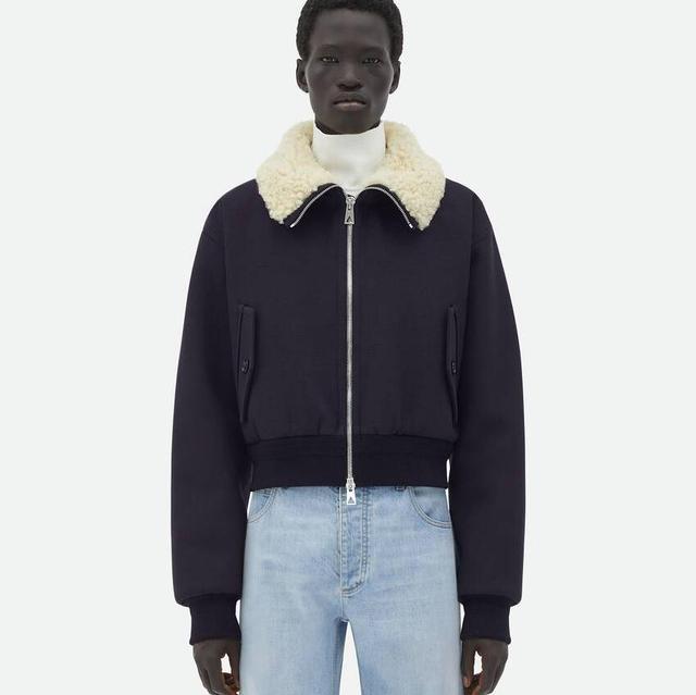Shearling Collar Cotton Blend Jacket