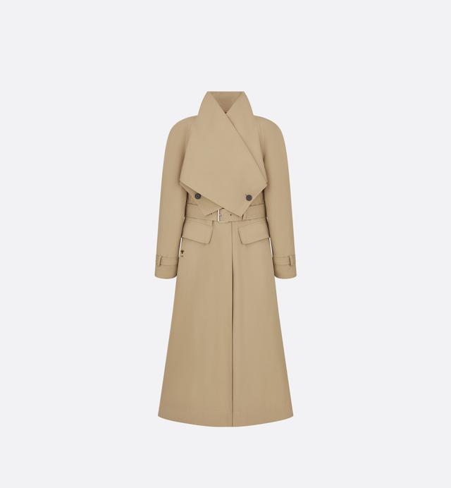 Belted Trench Coat With Criss Cross Collar