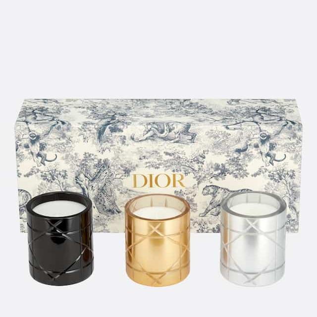 Set of Three Scented Mini Candles: Résines Boisées, Ambre D'or and Muguet Encens