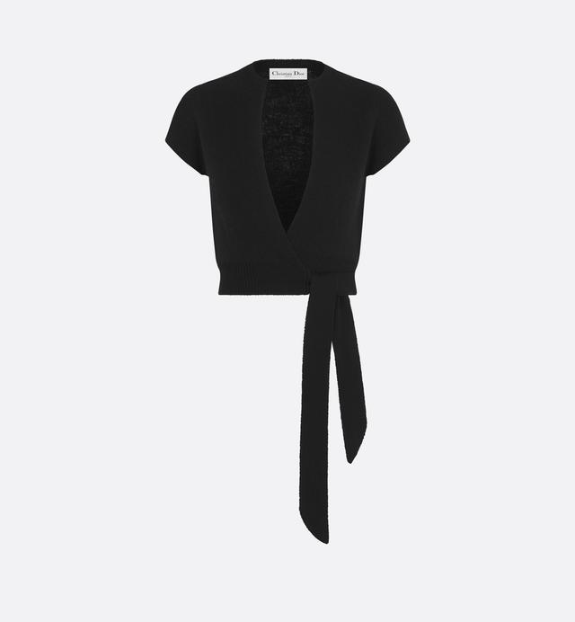Short-Sleeved Wrap-Over Sweater