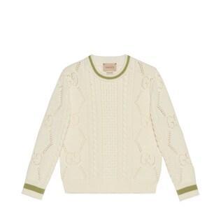 Children's Cotton Sweater With Perforated Gg