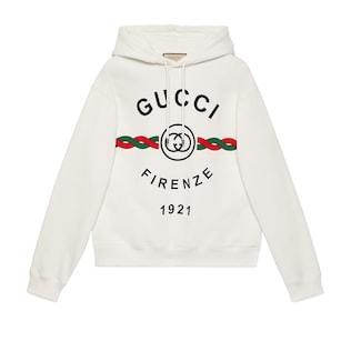 Cotton 'Gucci Firenze 1921' Hooded Sweatshirt