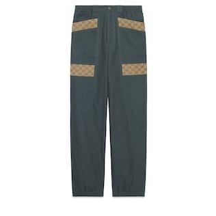 Cotton Canvas Pant With Gg Inserts