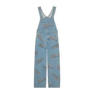Cotton Denim Overall With Fuori!! Print