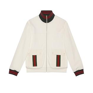Cotton Jersey Zip Jacket With Web