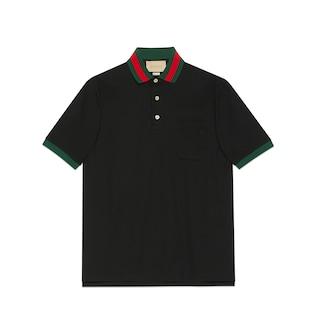 Cotton Piquet Polo With Web Collar