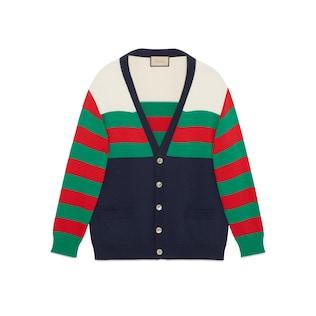Cotton Wool Striped Cardigan
