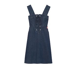 Denim Dress With Interlocking G Web Patch