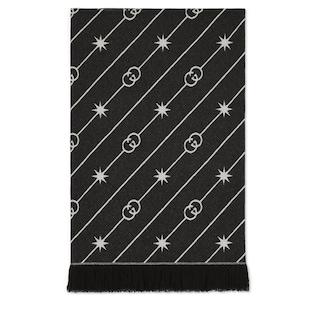 Diagonal Interlocking G Stars Wool Blanket