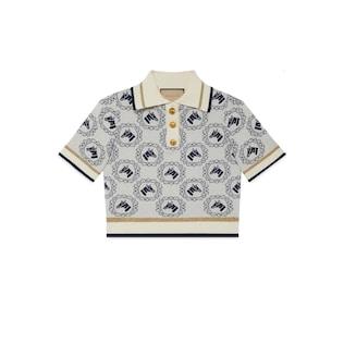 Equestrian Cotton Jacquard Polo Top