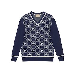 Equestrian Cotton Wool Jacquard Sweater
