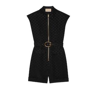 Faille Jumpsuit With G Buckle Belt