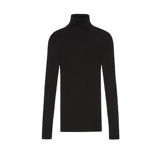 Fine Rib Knit Wool Turtleneck