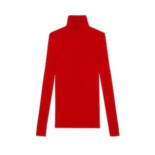 Fine Rib Wool Turtleneck Sweater