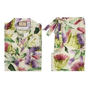 Flower Print Silk Pajama Set