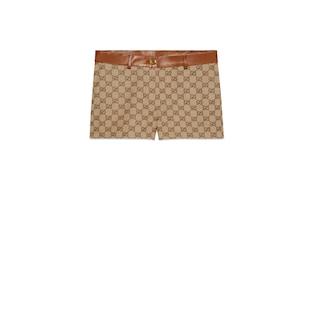 Gg Canvas Shorts With Leather Trim