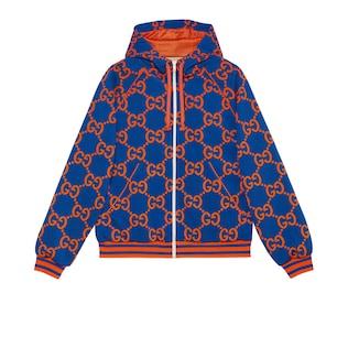 Gg Cotton Jacquard Zip Jacket