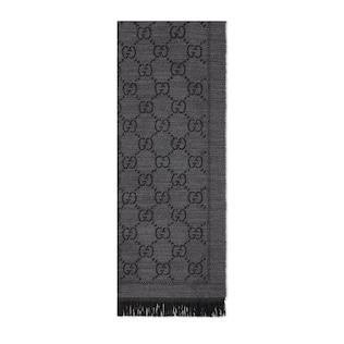 Gg Jacquard Pattern Knitted Scarf